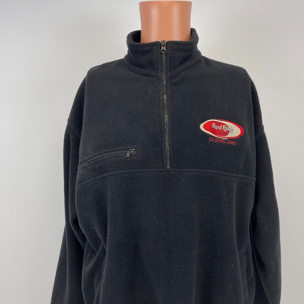Hard Rock Cafe Cleveland Ohio Embroidered Pullover Fleece Jacket Vtg Size M